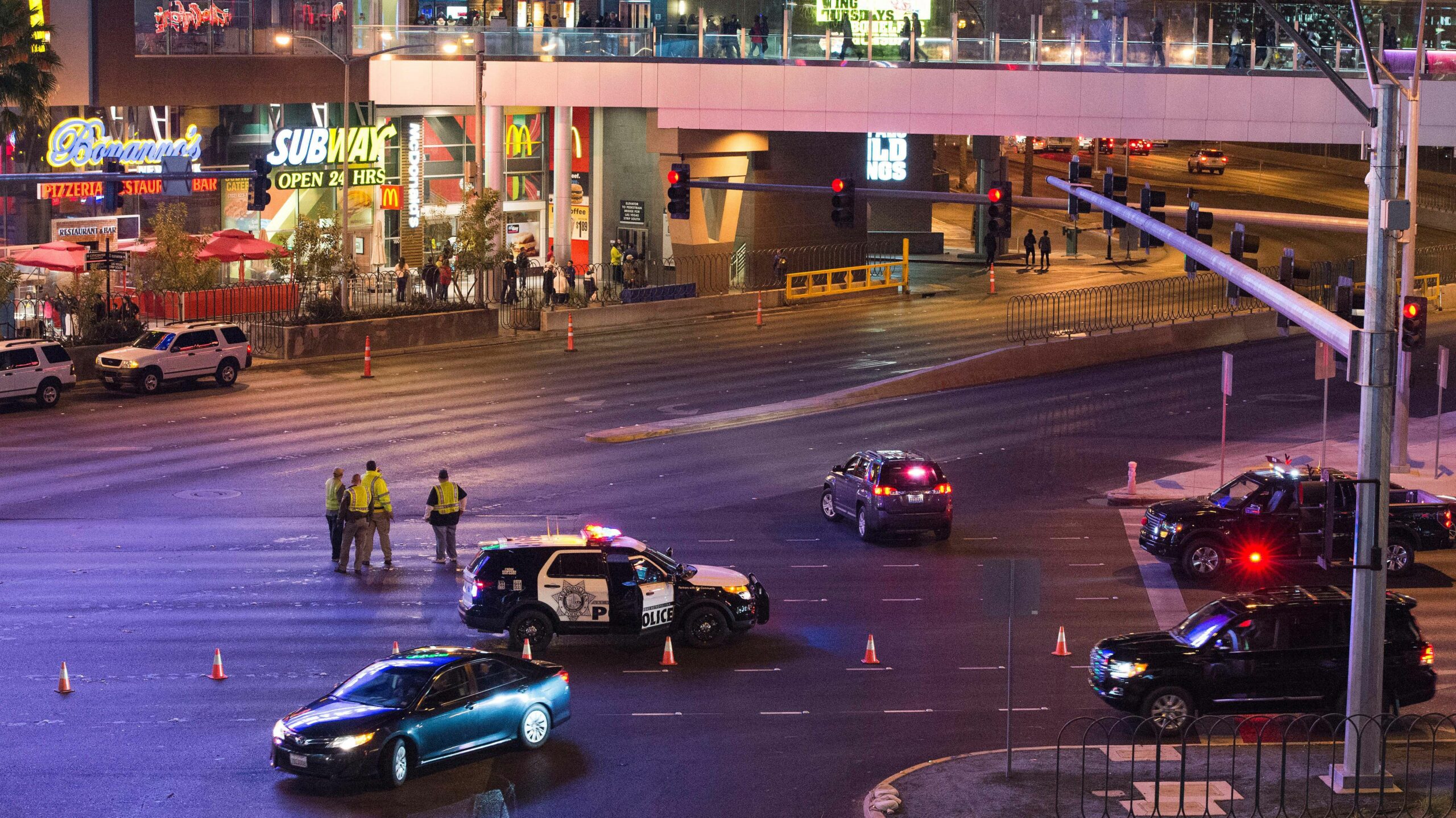 Police investigating the scene of an accident.