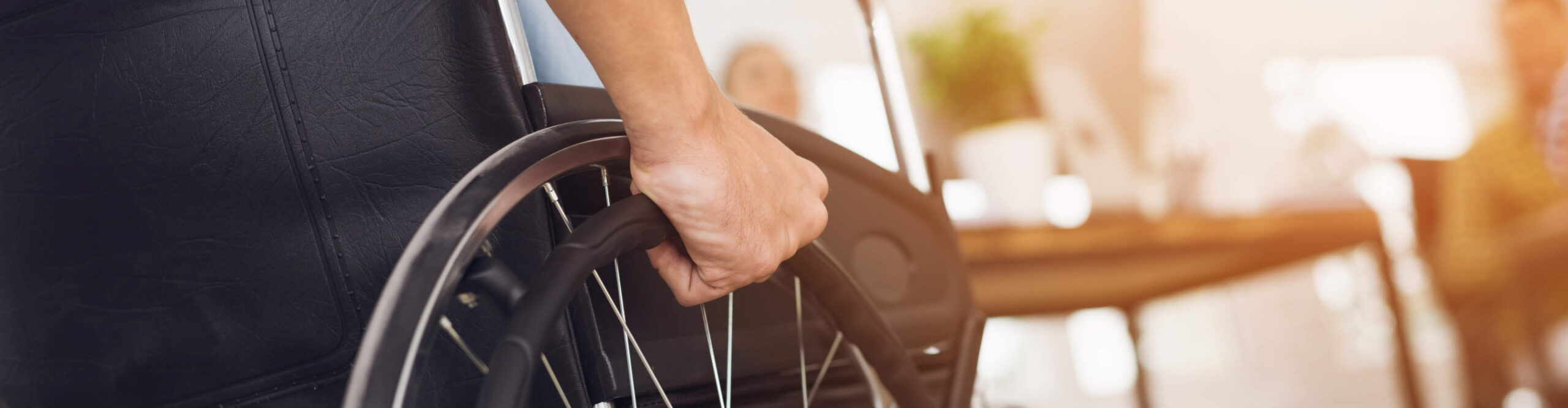 Injured person in a wheelchair.