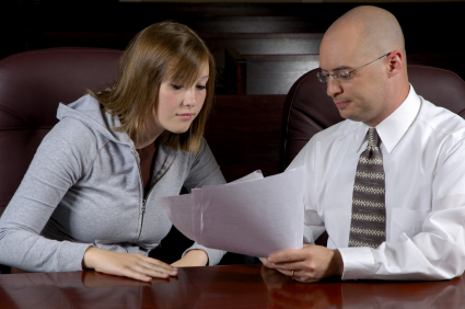 New York lawyer explaining rights to client.